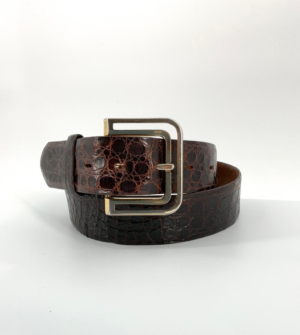 Justin Genuine Alligator Leather Belt 34 Dark Brown Western Removable Buckle